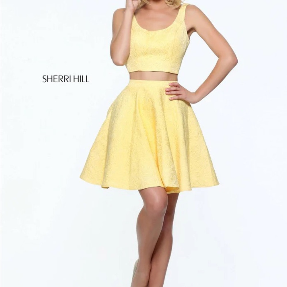 Sherri Hill Sunny Yellow Crop Top and Skirt Set